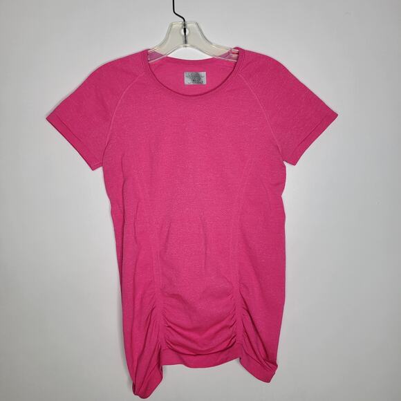 Athleta Fastest Track Short Sleeve Shirt Hot Pink Stretch Running Women Small - Picture 9 of 10
